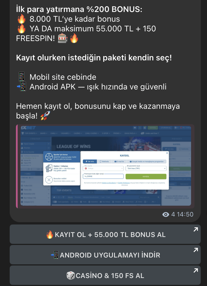1xBet Telegram Türkiye